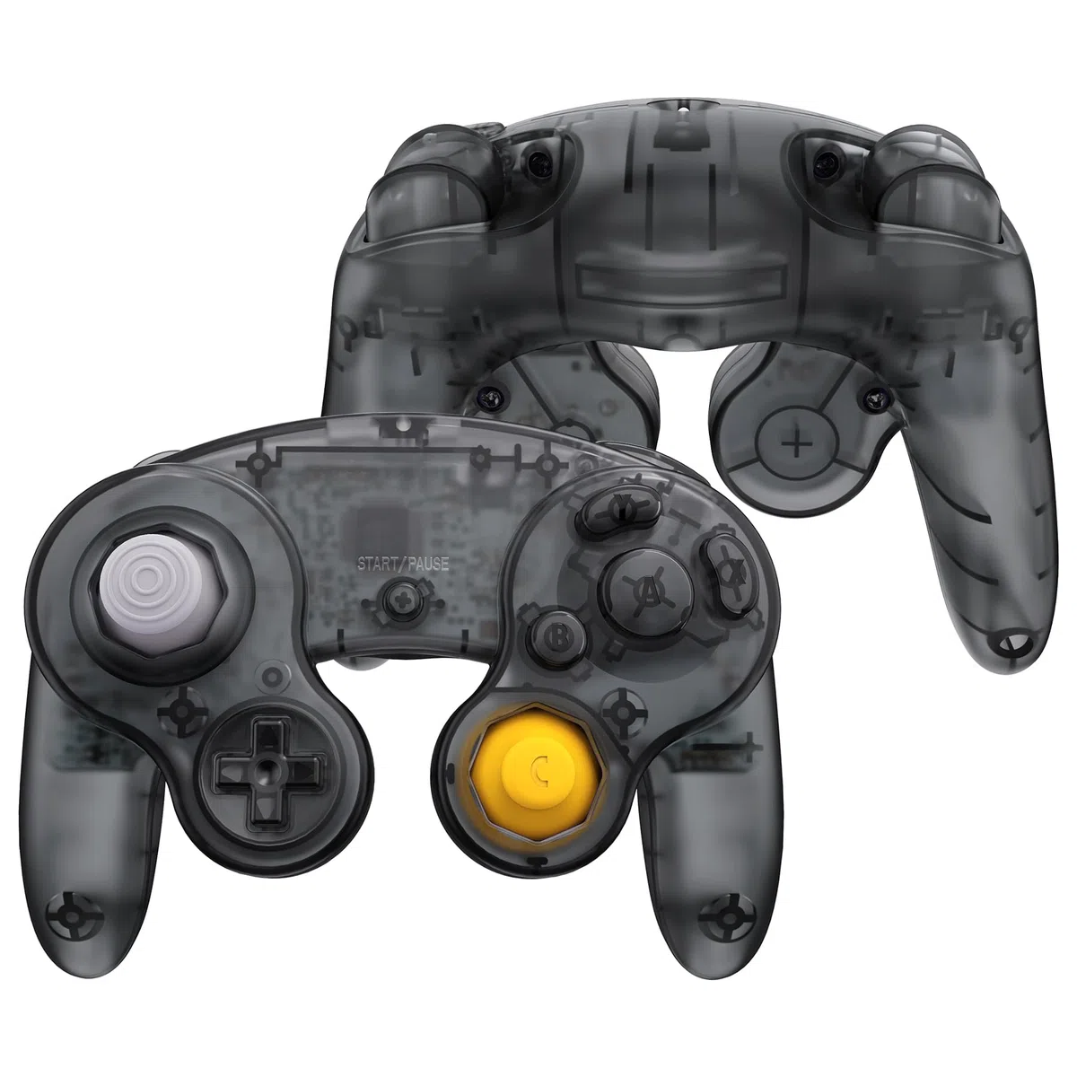 eXtremeRate Cover Scocca Tasti Ricambio per Nintendo Gamecube Controller,Custodia Grip Pulsanti Kit Shell Case per Nintendo Gamecube Joystick,Senza Controller-Trasparente Nero