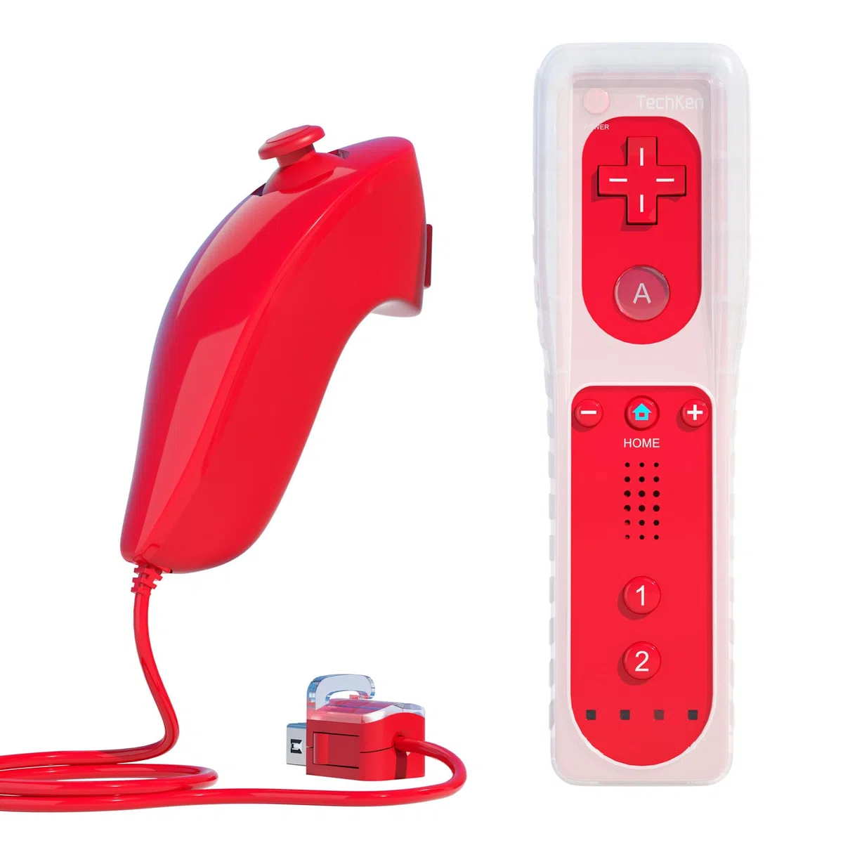 Telecomando per Wii, TechKen Remote Controller e Nunchuck (rosso)