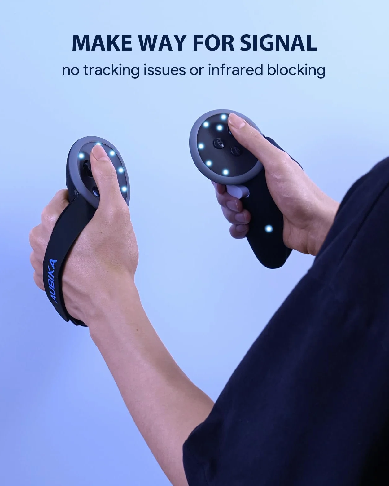 Aubika Controller Grip Ricaricabile, Oculus Quest 3 Grips Accessori, con 2 Batterie di Ricambio, Protezione in VR