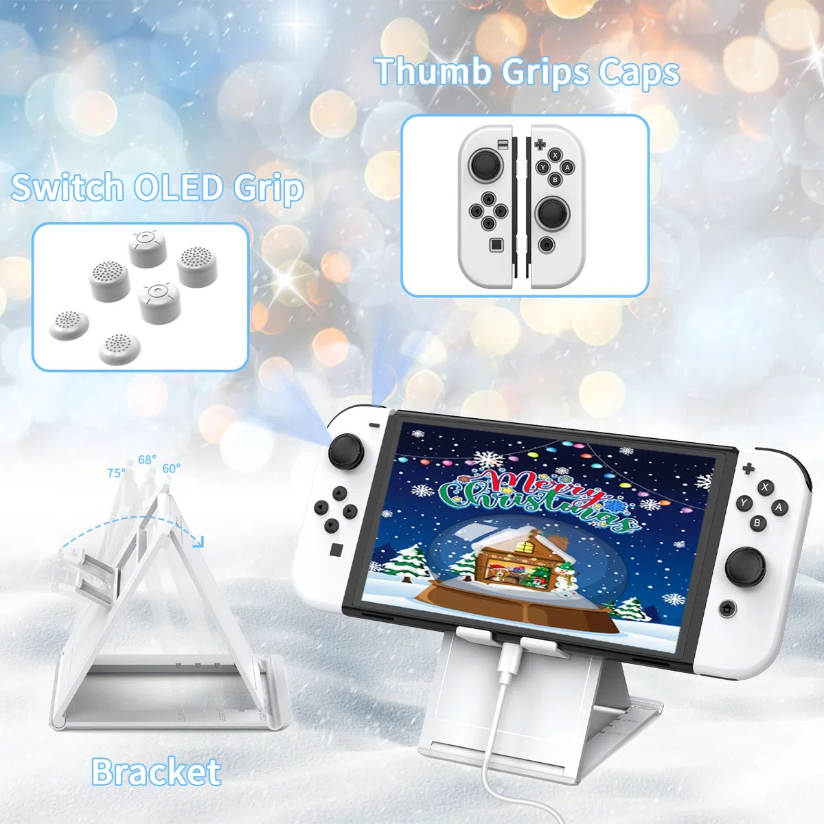 Accessori Switch OLED 25 in 1 per Nintendo Switch OLED,Set Regalo di Coperture Antipolvere Illuminate per Switch OLED con Custodia Switch OLED,Cover Switch OLED,Coperchio Antipolvere Switch OLED