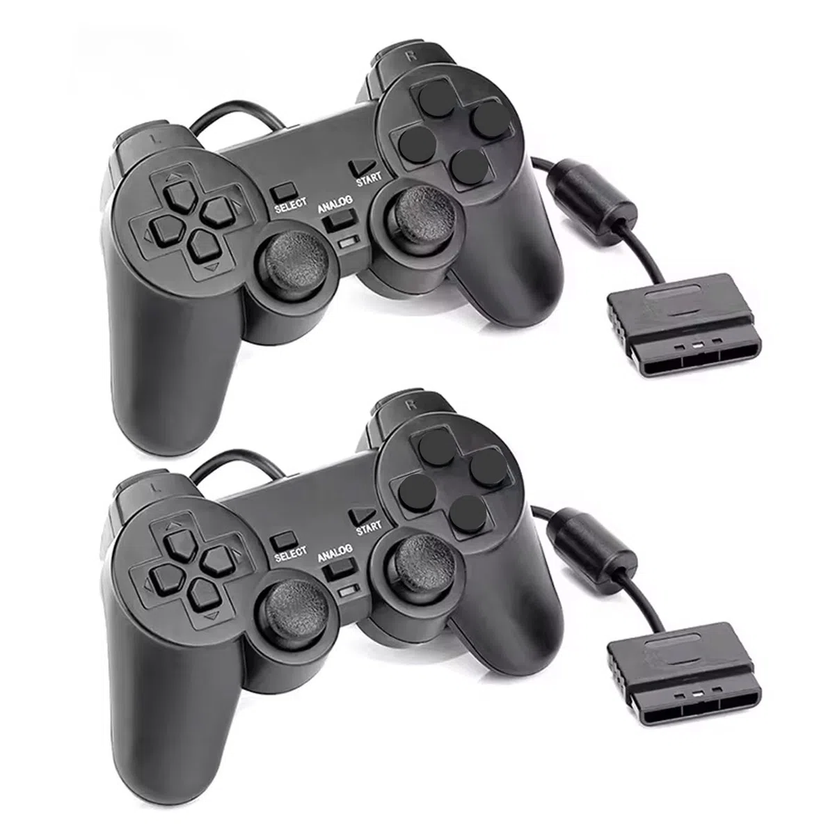 Hovlian 2 Pack PS2 Wired Controller,Double Shock Gamepad Compatible with PS2 Controller (Black 2 PACK)