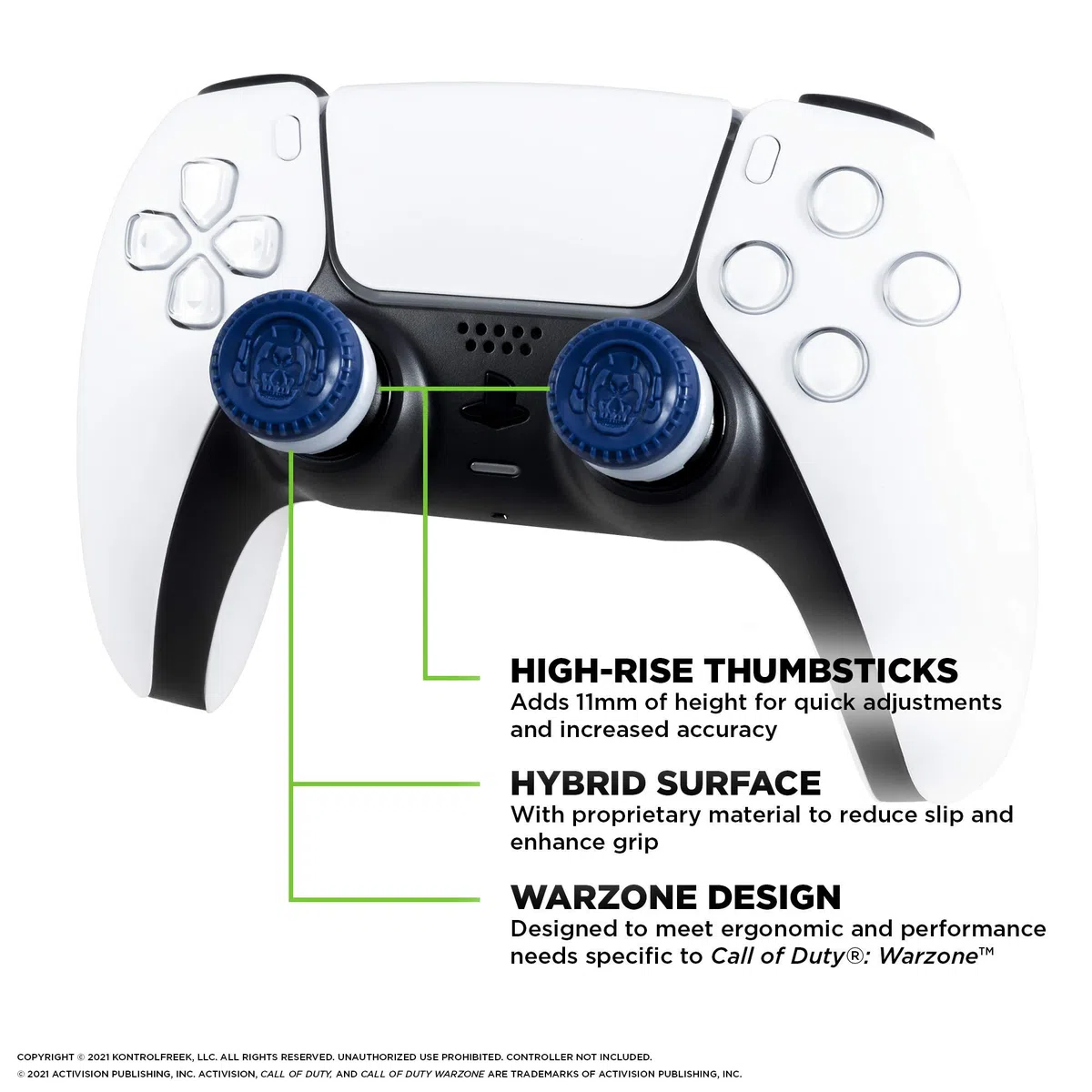 KontrolFreek Call of Duty: Warzone Performance Thumbsticks per PlayStation 4 (PS4) e PlayStation 5 (PS5) | 2 levette ibride a profilo alto | Blu/Grigie