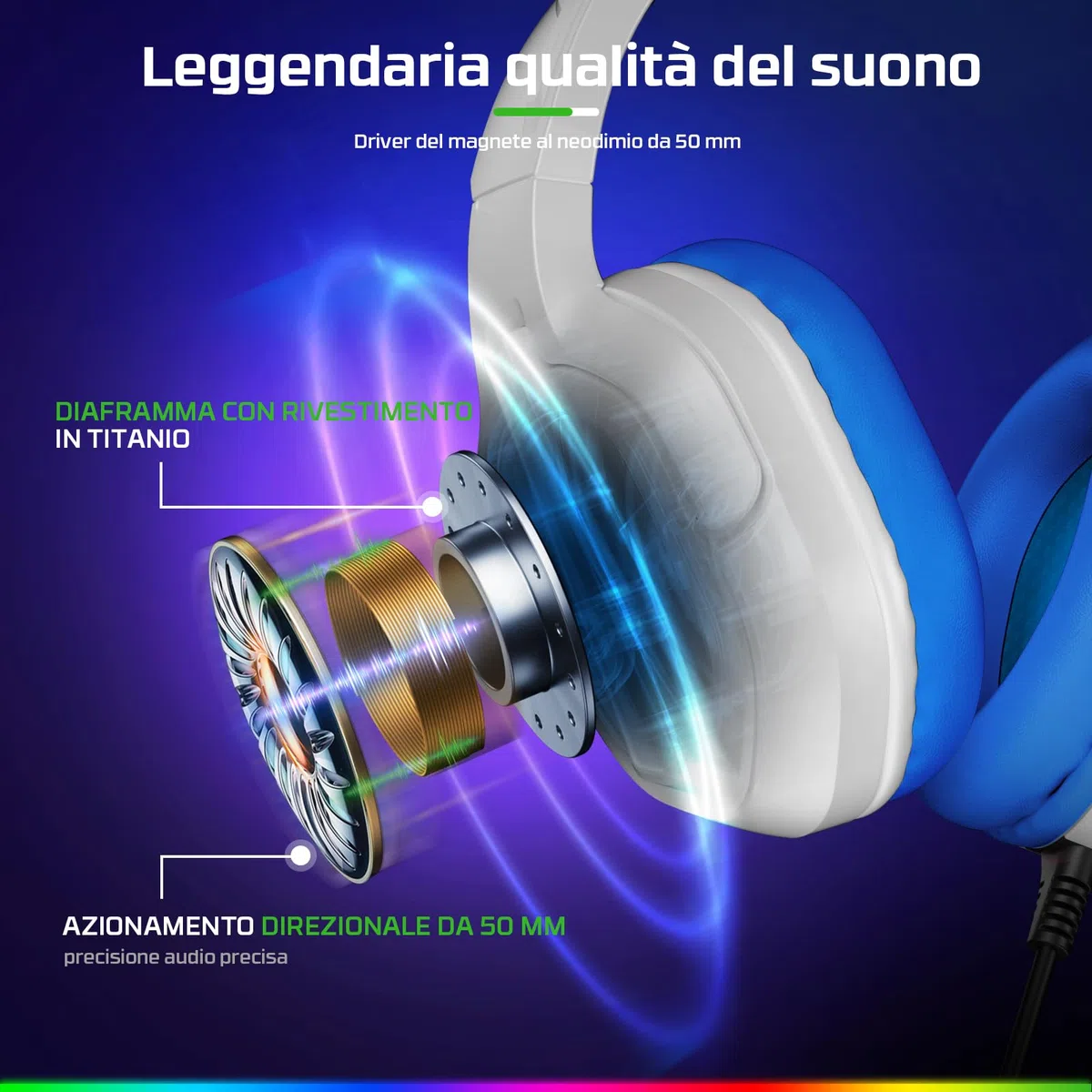 Fachixy Cuffie da gioco FC200 per PS4, PS5, Xbox, Switch, PC, cuffie per computer con microfono, cuffie da gioco da 3,5 mm con luce RGB