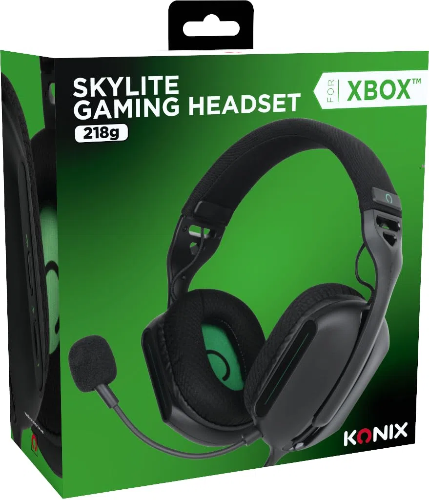 Konix Cuffie da gioco con cavo Skylite ultraleggere 218 g per Xbox One e Series X|S - Altoparlanti da 40 mm - Microfono - Cavo da 1,5 m - Jack da 3,5 mm - Nero