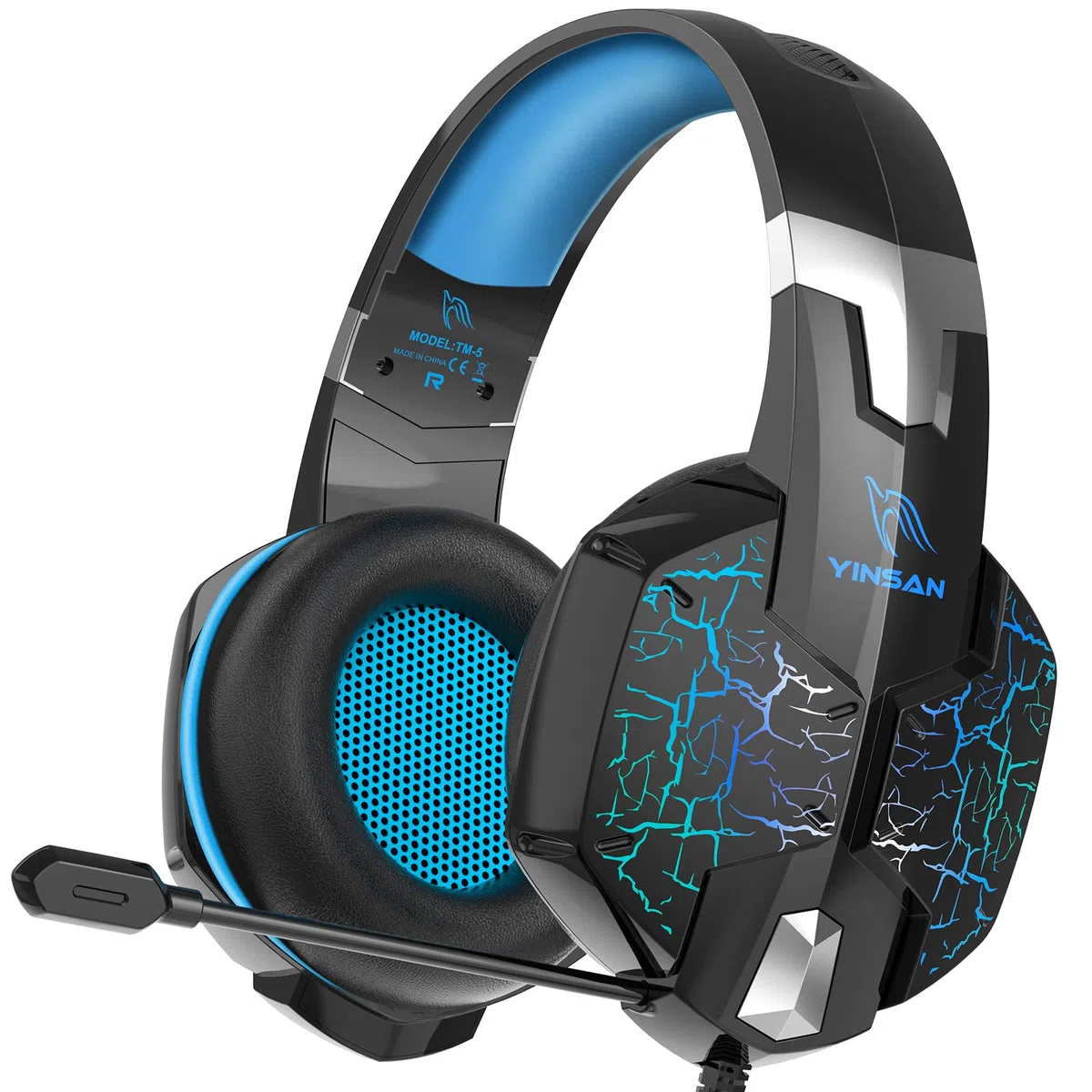 YINSAN Cuffie Gaming per PS4 Nintendo Switch, Cuffie PS4 PS5 Over Ear con Microfono, RGB LED Audio Cavo 3.5mm e Controllo del Volume, Gaming Headset per Xbox One, PC, Mac, Laptop, Smartphone