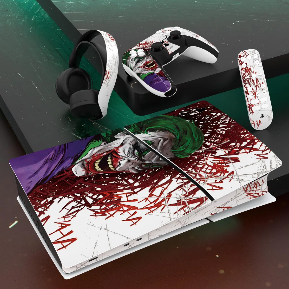 PlayVital Adesivo Skin per ps5 Slim Console Digitale Edizione,Sticker Decal Cover Vinile per Controller Telecomando Cuffie Base di Ricarica-Hahaha
