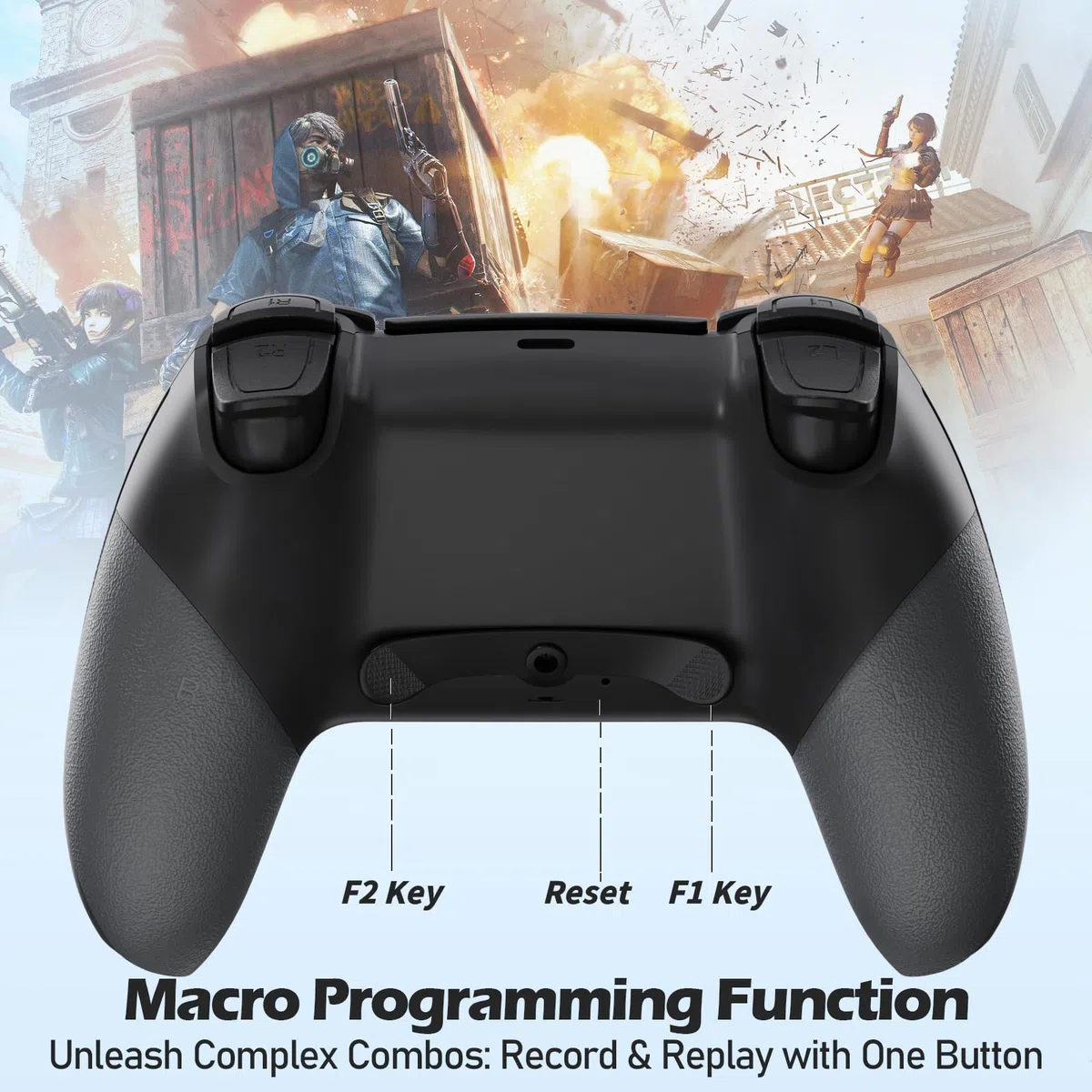 CHEREEKI Controller per PS4, Controller Bluetooth con 2 Pulsanti Programmabili Gamepad Wireless con Doppia Vibrazione Sensore Giroscopico a 6 Assi Touch Pad Altoparlante Integrato, Nero