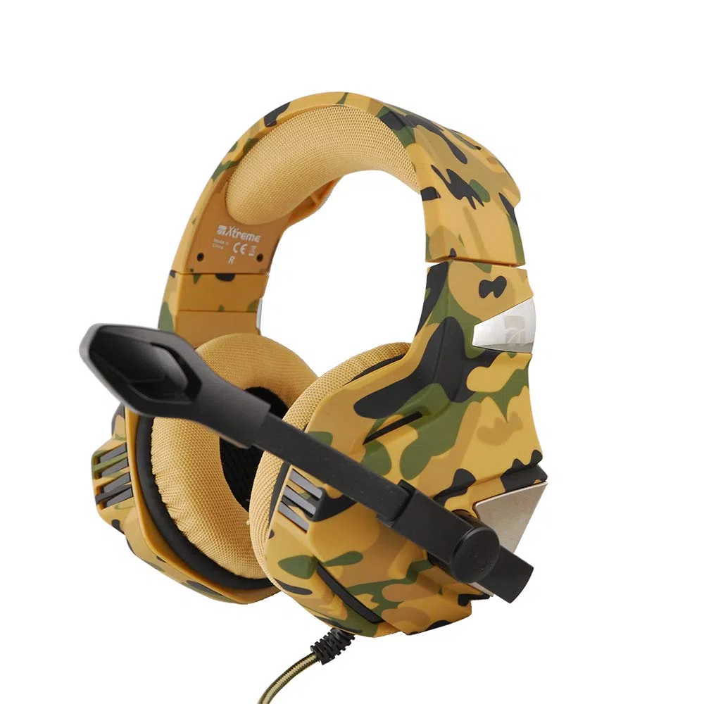 Xtreme Cuffia Gaming Predator XC300 Pro Headset - Camo, Con Microfono Regolabile, Altoparlanti 50mm, Isolamento Acustico, Compatibile PS4/PS5/XBOX ONE/XBOX X/SWITCH/PC, Cavo 2,1 mt