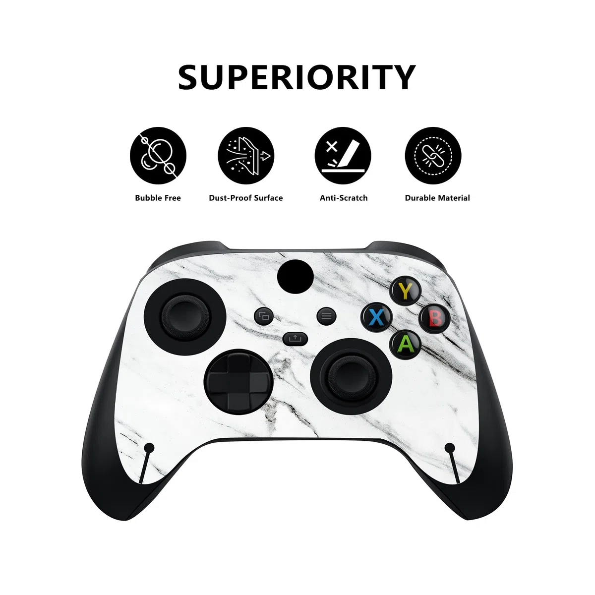 PlayVital Adesivo Skin per Xbox Series X Console&Controller Sticker Decal Cover Vinile per Xbox Series X-Marmo Bianco Moderno