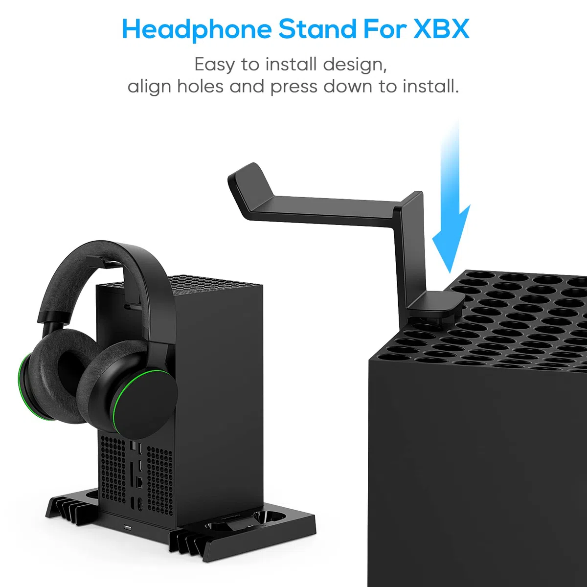 FYOUNG Supporto ventole per Xbox Serie X con supporto per cuffie, serie X sistema di raffreddamento con caricatore controller e supporto per cuffie