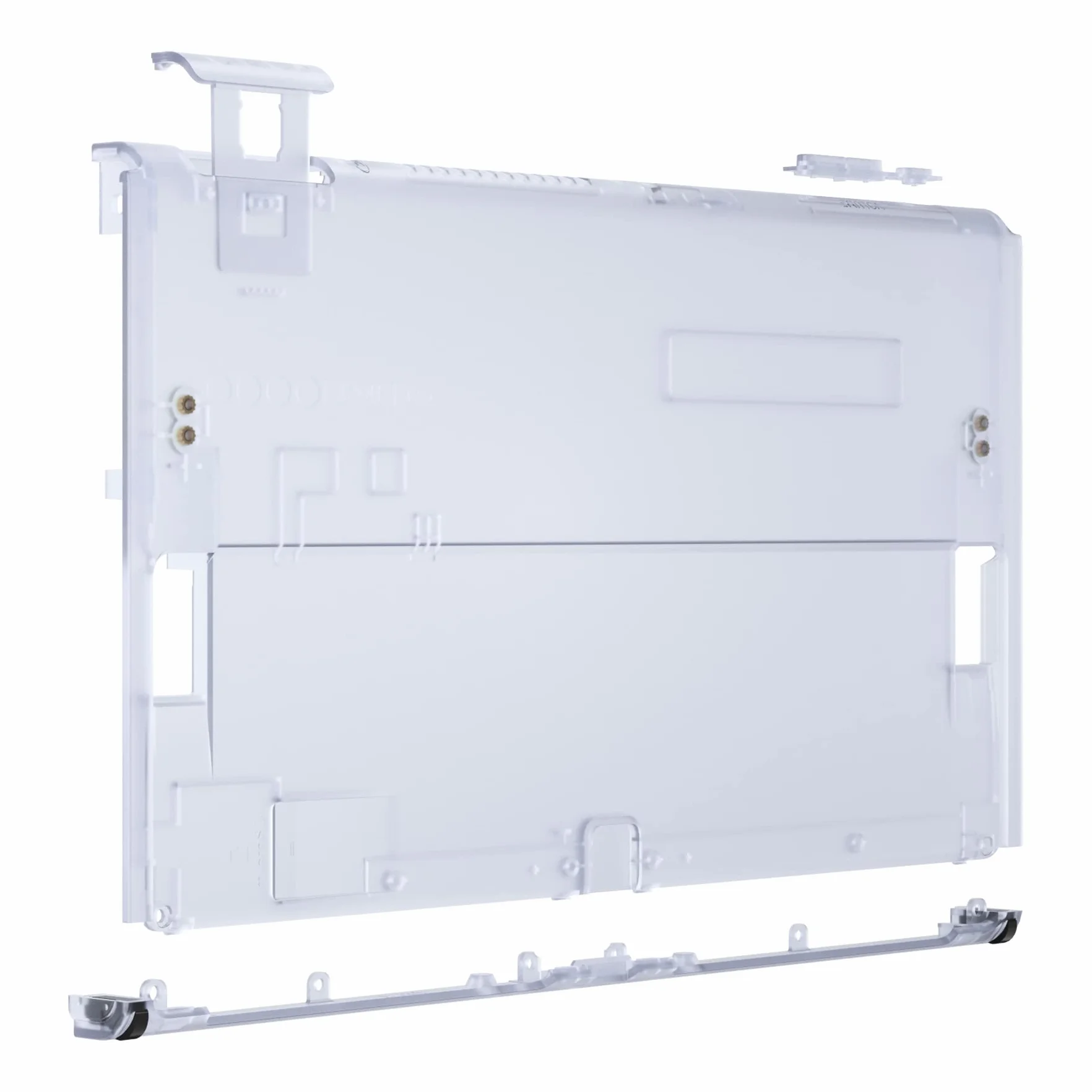 eXtremeRate Cover Console Ricambio per Nintendo Switch OLED,Custodia Posteriore Scocca Shell Ricambio per NS Switch OLED Console(Non Include Supporto)-Trasparente Blu Ghiacciaio