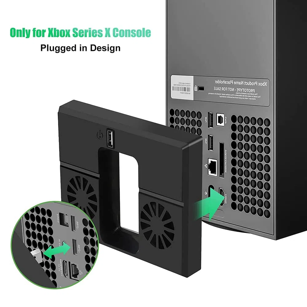 Ventola di Raffreddamento Compatibile per Xbox Series X, Sistemi di Raffreddamento per Console di Gioco con Dispositivo di Raffreddamento Esterno con 2 Ventole di Raffreddamento e 1 Porta USB