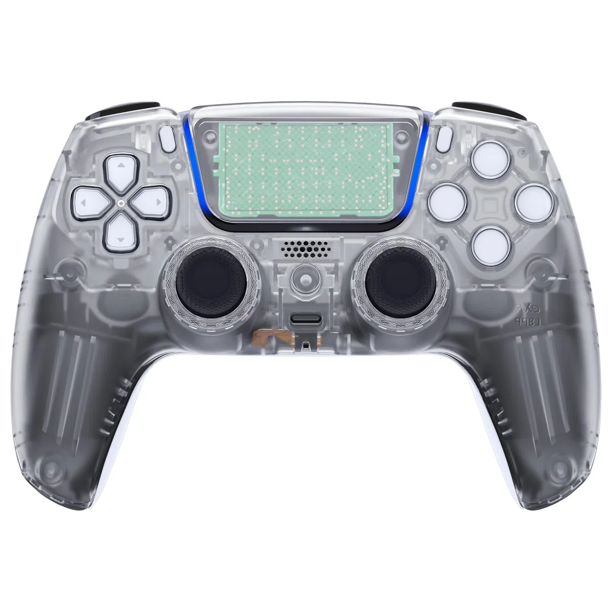 eXtremeRate Luna Cover Frontale Touchpad Ricambio per ps5 Controller,Copertura Custodia Scocca Shell Ridisegnato Anelli Compatibile con ps5 Joystick BDM 010 020 030 040 050 060, Trasparente
