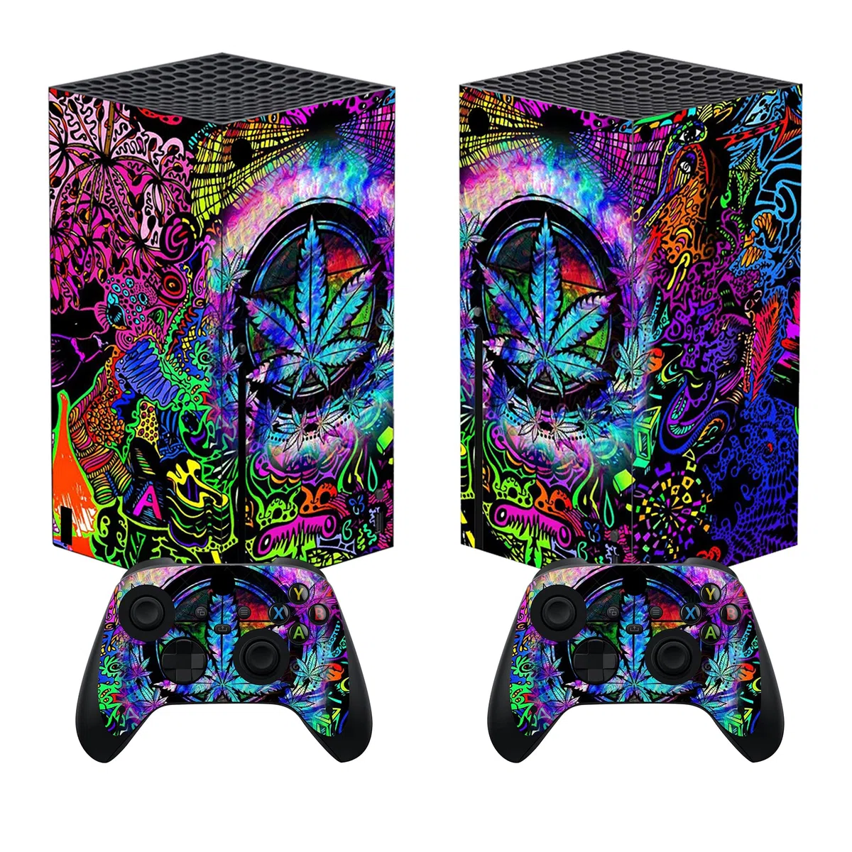 PlayVital Adesivo Skin per Xbox Series X Console&Controller Sticker Decal Cover Vinile per Xbox Series X-Foglie Colorate