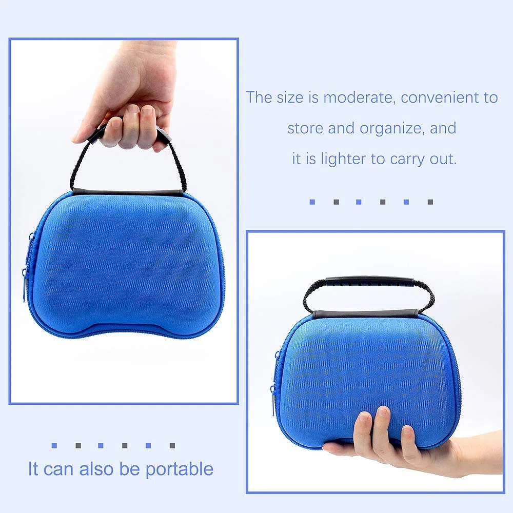 Gamepad Custodia da viaggio con tasca a rete, controller guscio duro borsa di protezione per PS5/PS4/S_witch Pro, 18*15*8cm (Blu)