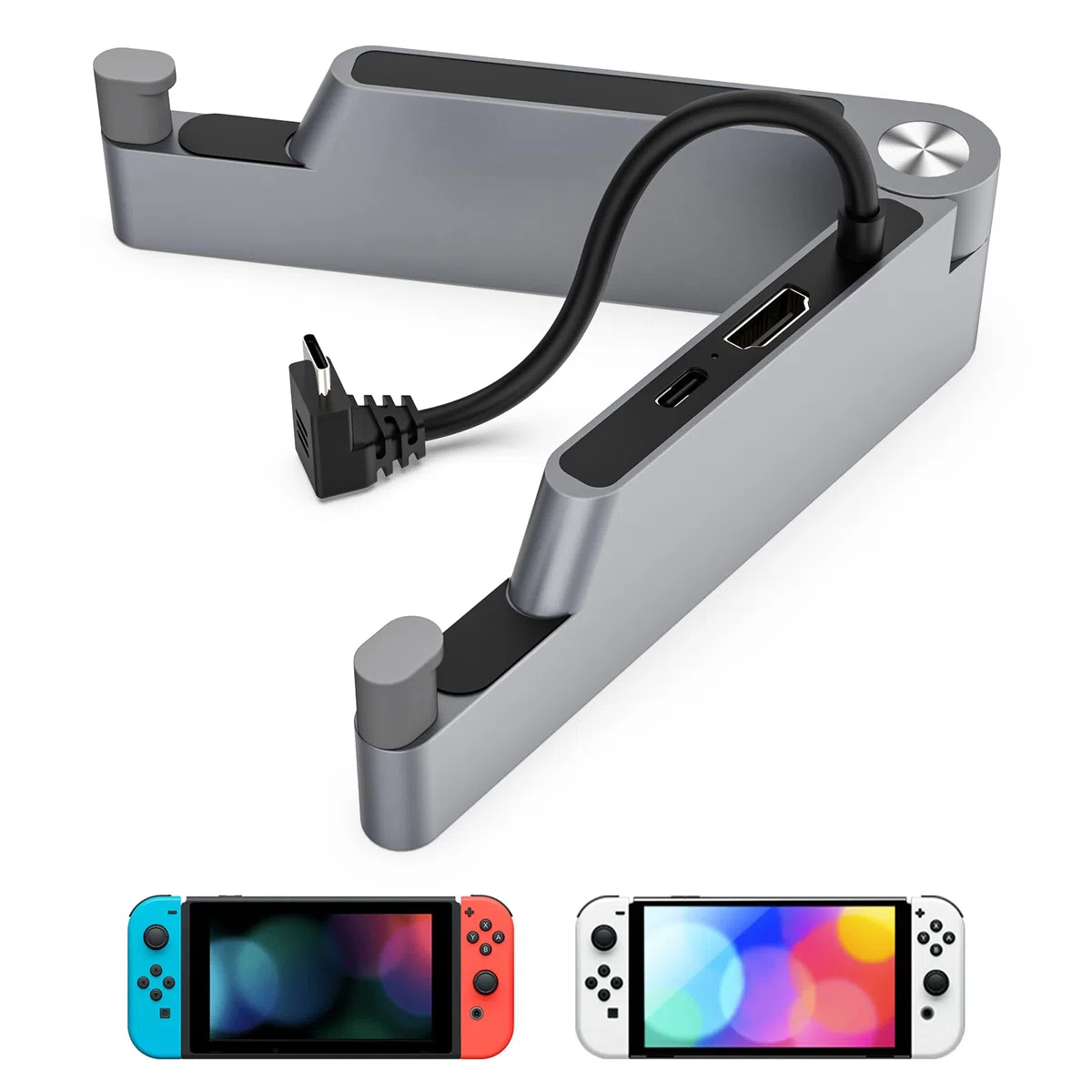 MoKo Switch Dock Compatibile con Nintendo Switch/Switch OLED, Switch TV Dock con 4K HDMI/Type C Porta di Ricarica, Stazione per Switch Ufficiale, Base di Ricarica Supporto per Switch, Grigio