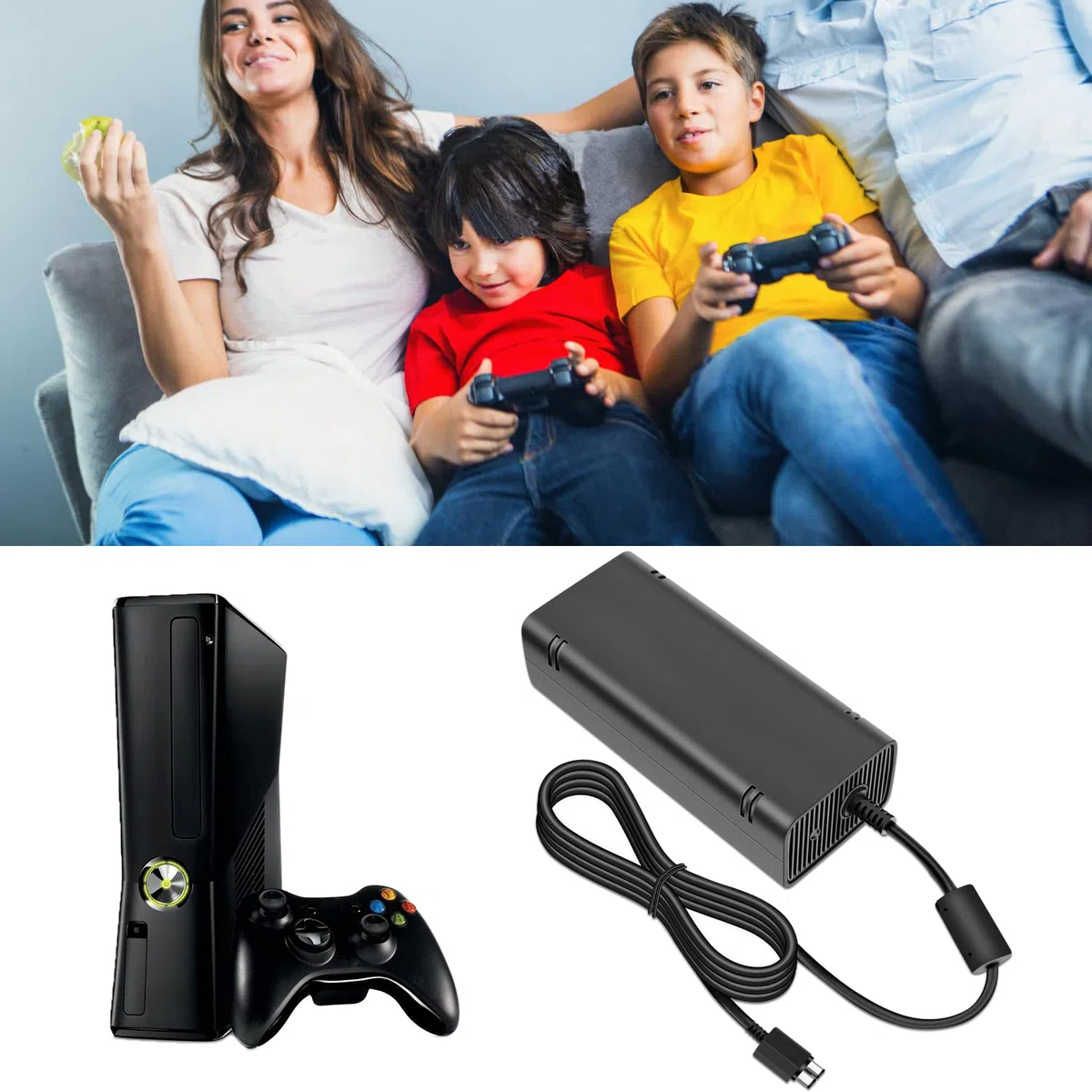 Labtec - Alimentatore Labtec con cavo di alimentazione per console Microsoft Xbox 360 Slim, 100-220 V