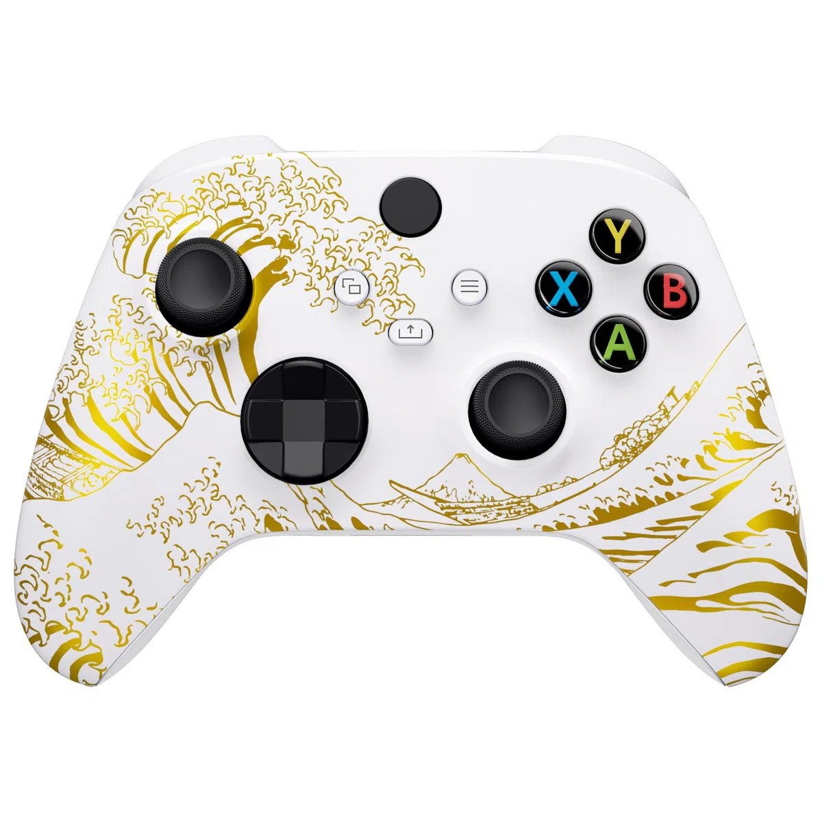eXtremeRate Cover Frontale per Xbox Series X S Controller Model 1914,Scocca Custodia Copertura Ricambio per Xbox Series X S Joystick,Senza Controller-Grande Onda d'oro Bianca