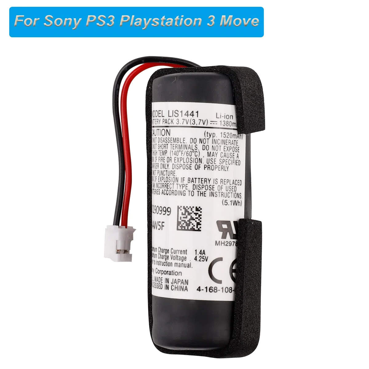 Batteria di ricambio LIS1441 LIP1450 compatibile con Sony PS3 PlayStation 3 Move Motion Controller