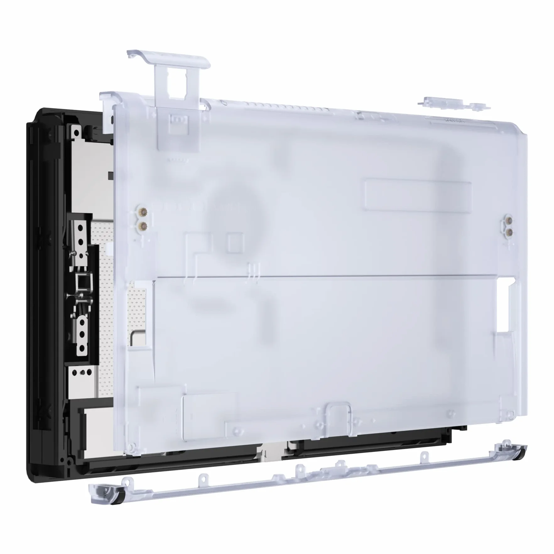 eXtremeRate Cover Console Ricambio per Nintendo Switch OLED,Custodia Posteriore Scocca Shell Ricambio per NS Switch OLED Console(Non Include Supporto)-Trasparente Blu Ghiacciaio