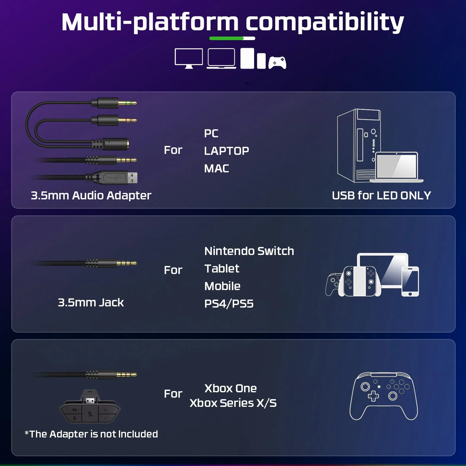 Fachixy FC100 Cuffie Gaming per PS4, PS5, PC, Xbox, Nintendo Switch, con Luce RGB, con Microfono, Audio Stereo, con Cancellazione Del Rumore con filo - BIANCO VERDE