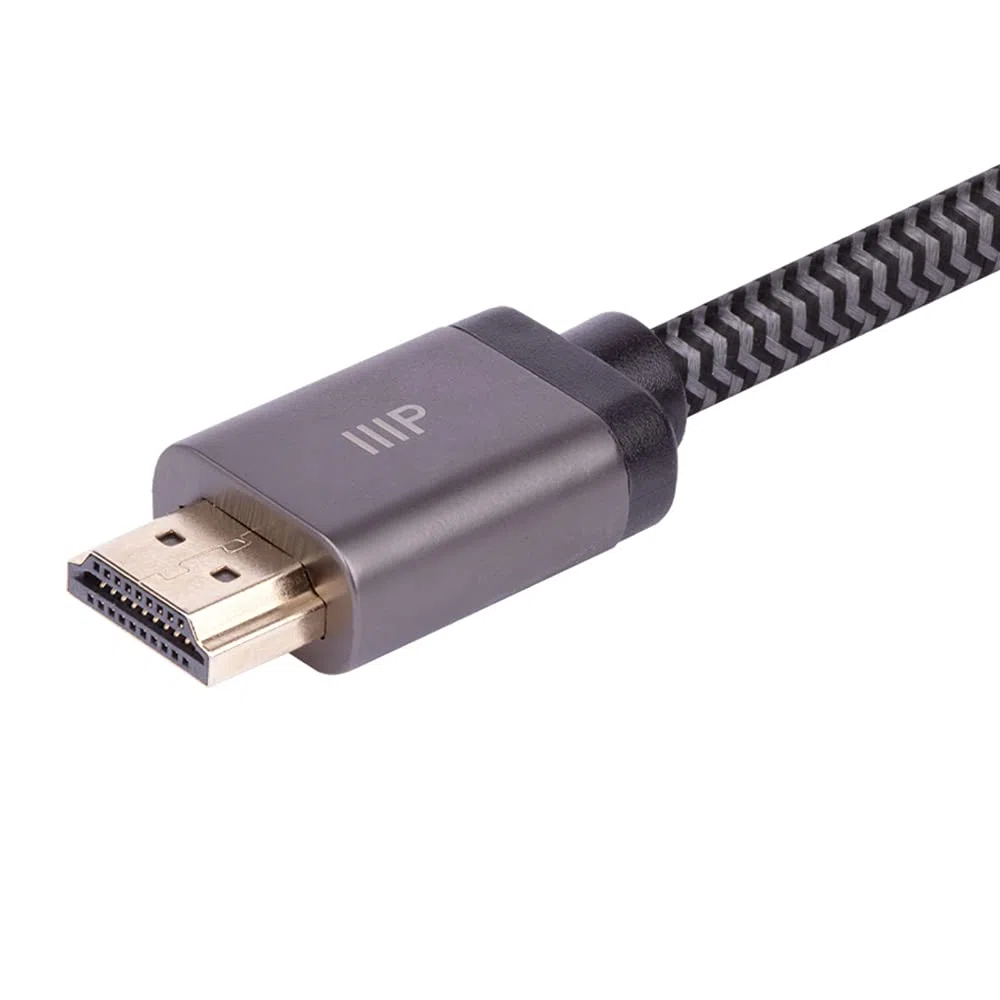 Monoprice Cavo HDMI ad alta velocità certificato 8K, intrecciato, HDMI 2.1, 8K a 60 Hz, 4K a 120 Hz, 48 Gbps, HDR, VRR, classificazione CL2, 4,57 m, nero, confezione da 1