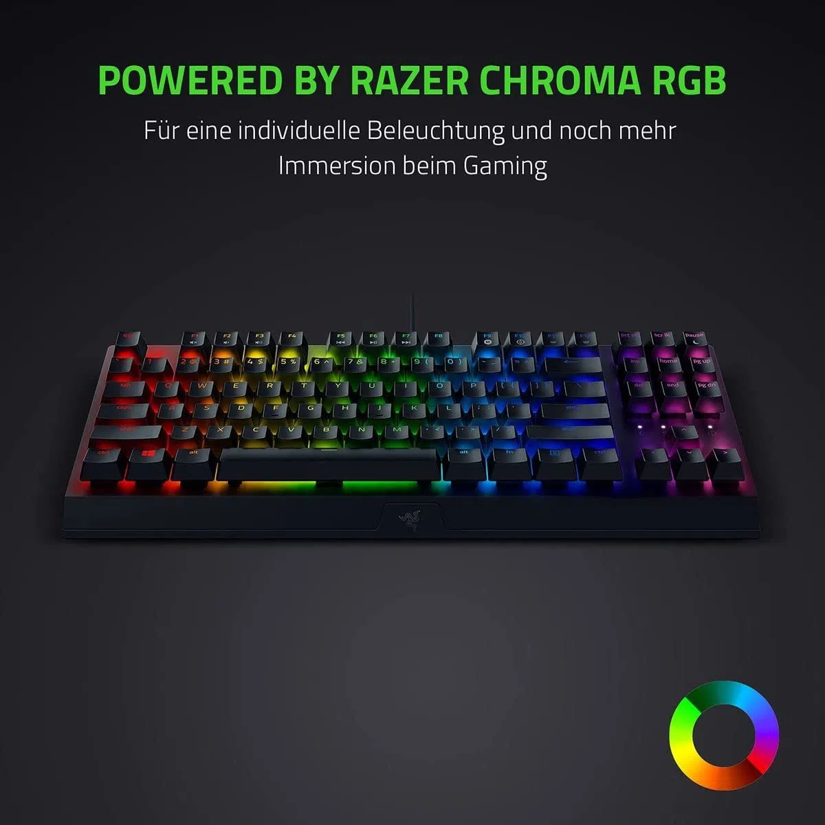 Razer BlackWidow V3 Pro (switch verdi) - Tastiera da gioco senza fili con interruttori meccanici (tattile e click, tappi per tasti ABS, illuminazione RGB Chroma) QWERTZ, layout tedesco, colore nero