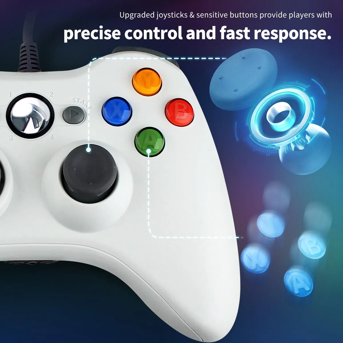 OSTENT Controller USB Cablato Gamepad Joystick per Console Microsoft Xbox 360 Computer Portatile PC Windows Videogioco Colore Bianco