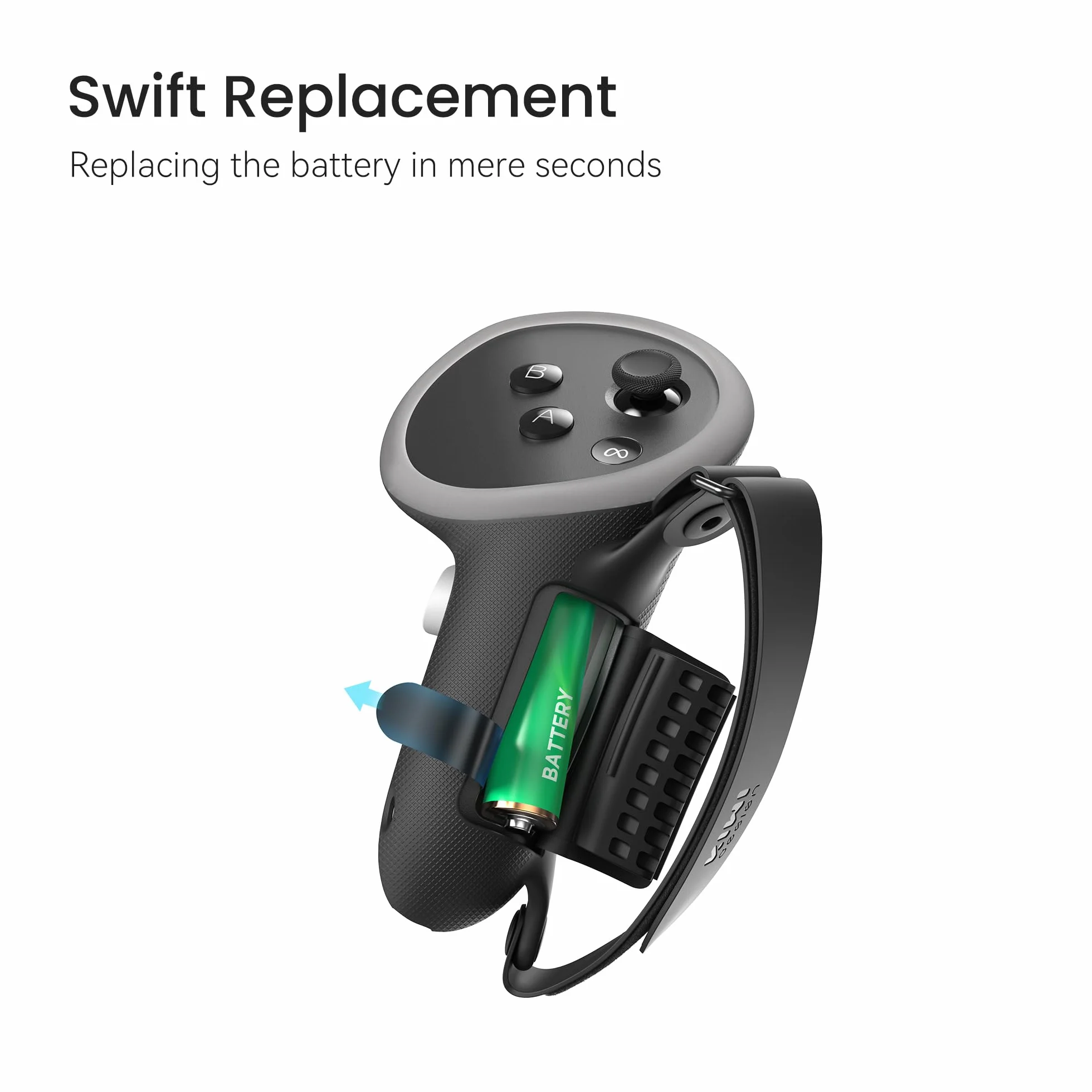 KIWI design Comfort Controller Manopole compatibili con Meta Quest 3S/Quest 3 accessori, cinghia a mano con apertura della batteria