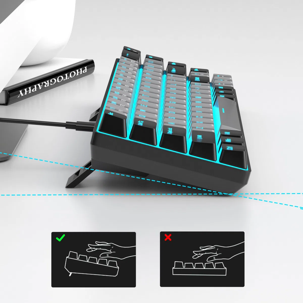 MageGee Tastiera Meccanica Gaming | MK-Box Tastiera Gaming 60% Meccanica | USB, Anti-ghosting, Tastiera Retroilluminata LED RGB (Nera) (Grigia)