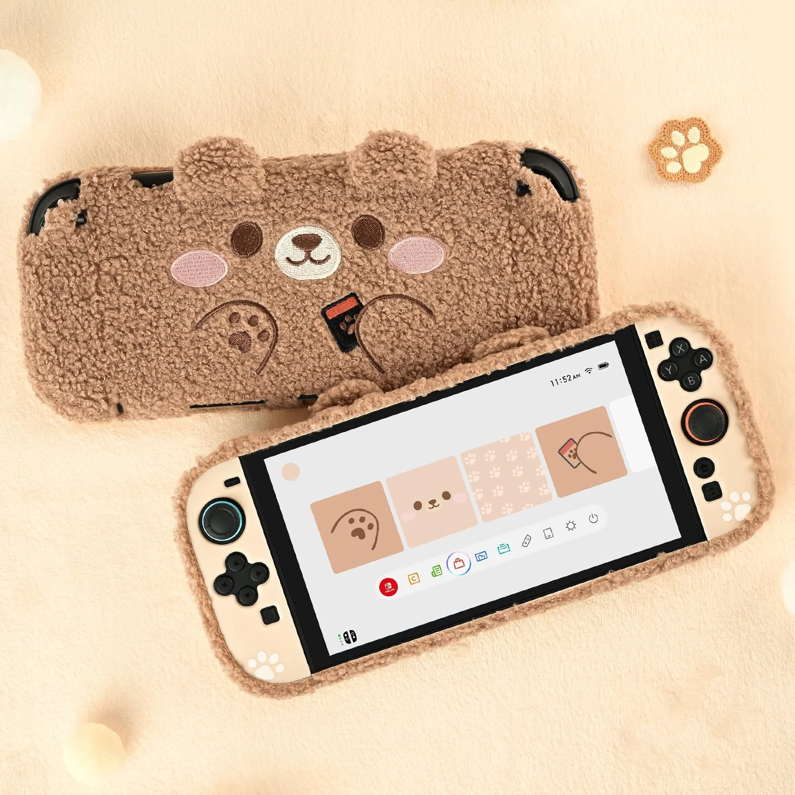GeekShare Plush Case Compatible with Switch 2 (2025), NS2 Protective Cover for Switch Console and Grip Joy Controller, Plush Bear