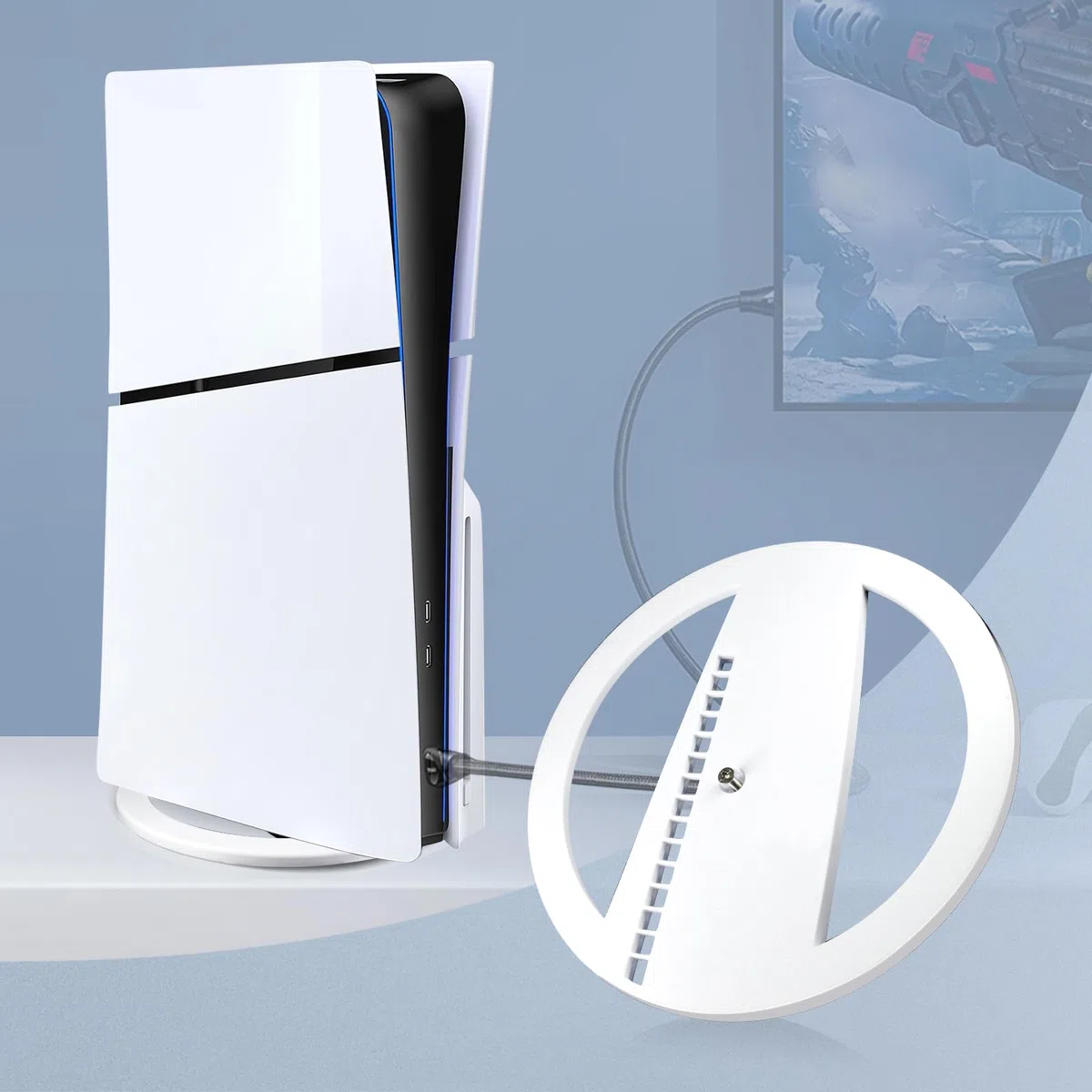 Supporto verticale per PS5 Slim, per disco e digitale, con vite, supporto base, bianco per PS5 Slim