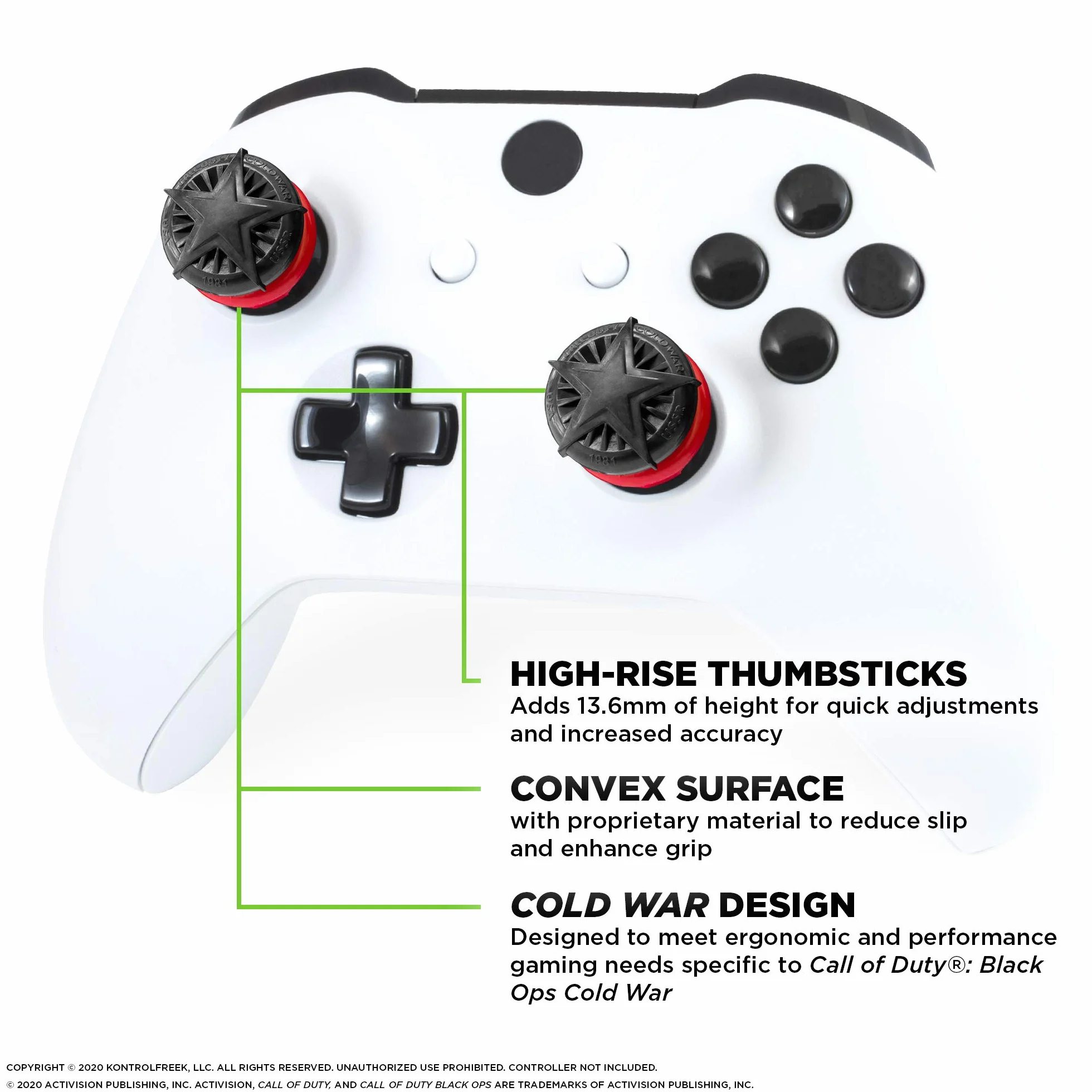 Levette Performance KontrolFreek Call of Duty: Black Ops Cold War per Xbox One e Xbox Series X | 2 Alte, Convesse| Nere/Rosse