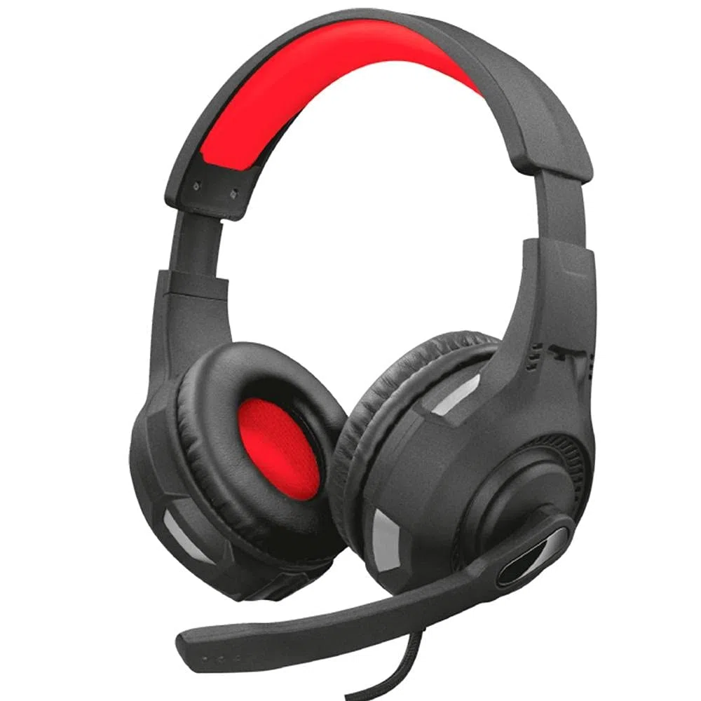 Trust Gaming Cuffie Gaming GXT 307 Ravu con Microfono Ripiegabile e Archetto Regolabile, 3.5 mm Jack, Filo, Over Ear, PC, PS4, PS5, Xbox Series X, Xbox One, Switch, Nero/Rosso