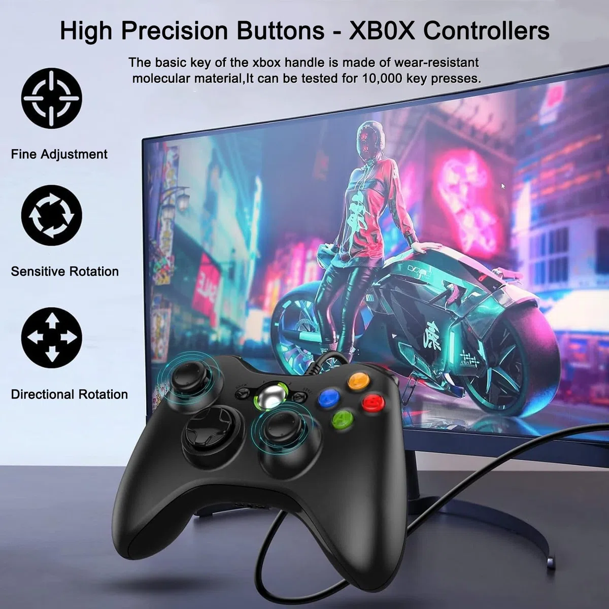 Lunriwis Controller per PC Xbox 360, USB Wired Gamepad Ergonomico per Xbox 360 PC Windows 7/8/10