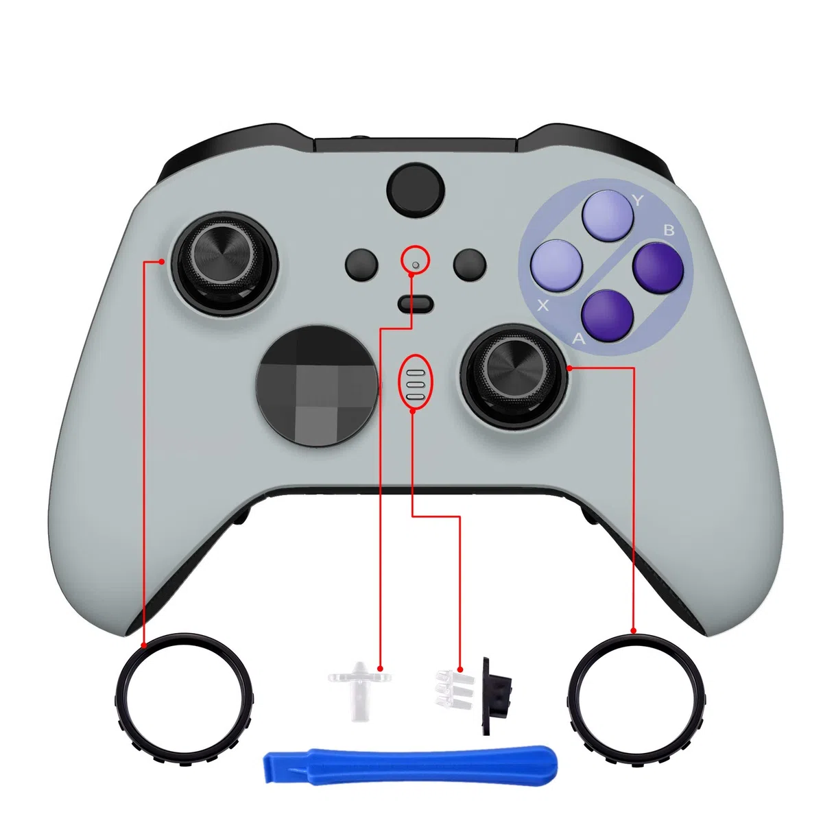 eXtremeRate Custodia Cover per Xbox Elite Series 2 Controller Model 1797,Scocca Case Frontale Ricambio per Xbox Elite Series 2 Wireless Controller Core&2 Anelli-Stile Snes