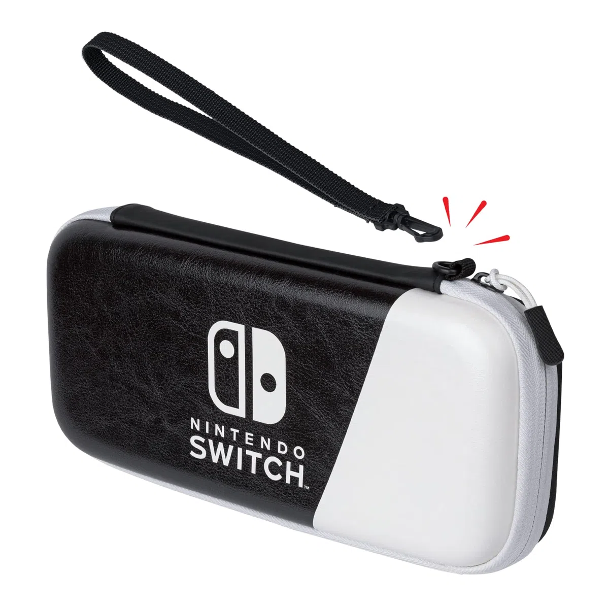 PDP Gaming Slim Deluxe Travel Case with Built-in Console Stand & Removeable Wrist Strap Black & White - Nintendo Switch