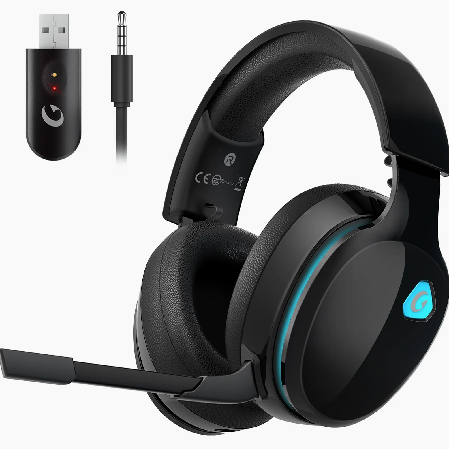 Gvyugke Cuffie da gioco wireless da 2,4 GHz per PC, PS5, Mac, Switch, cuffie wireless Bluetooth con microfono rimovibile con cancellazione del rumore, modalità cavo da 3,5 mm per la serie Xbox