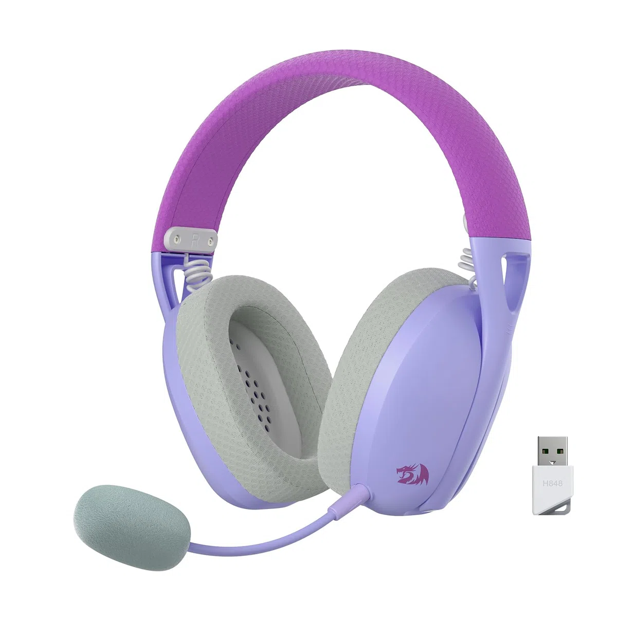 Redragon H848 Bluetooth Wireless Gaming Headset – Leggero – 7.1 Surround Sound – 40 mm driver – Microfono rimovibile – Piattaforme multiple per PC, PS5/4/3, Switch, Telefono cellulare viola