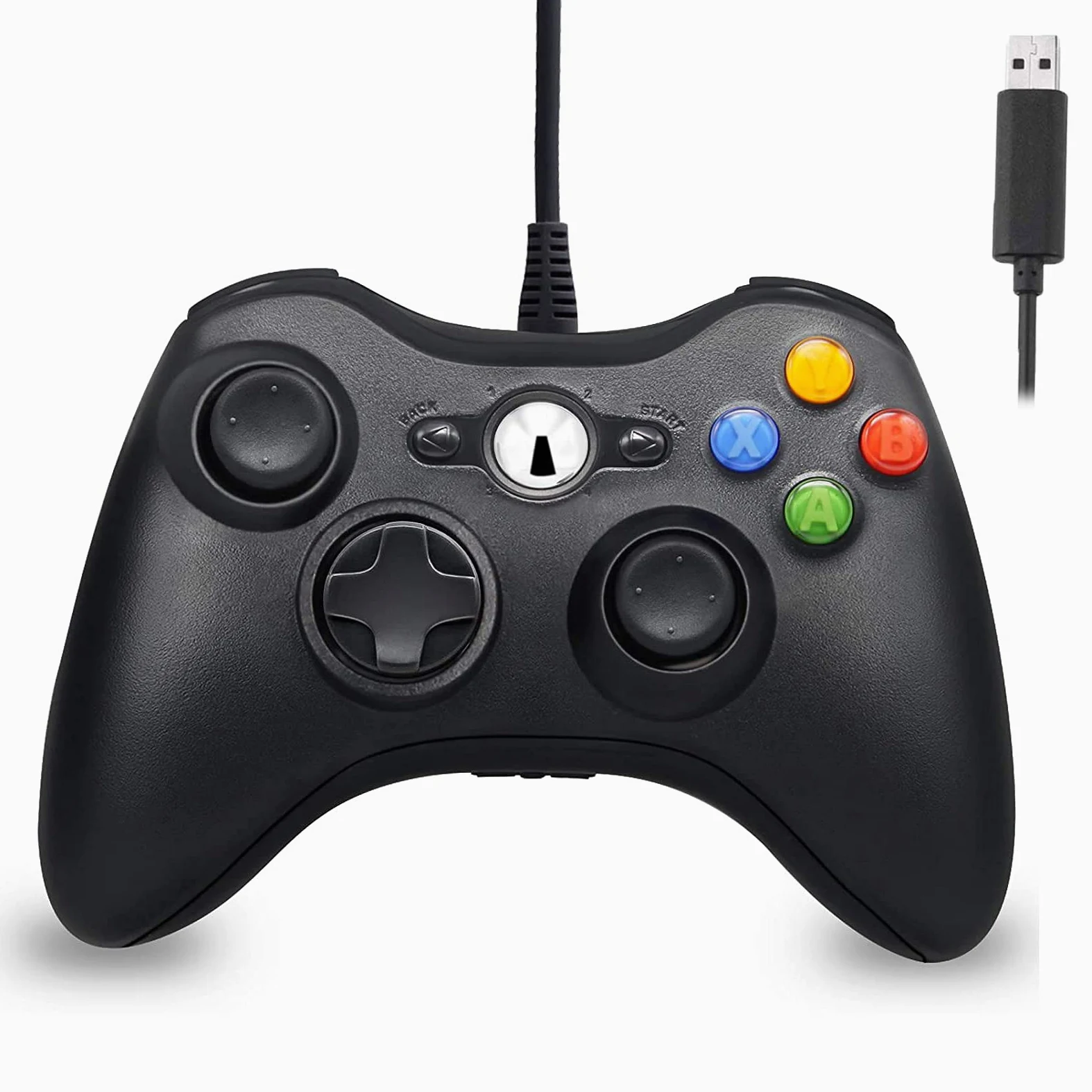 Hovlia, controller con cavo per Xbox 360, USB Game PC Controller con Joystick aggiornato, compatibile con Microsoft Xbox 360 e Slim/PC Windows 10/8/7 (nero)