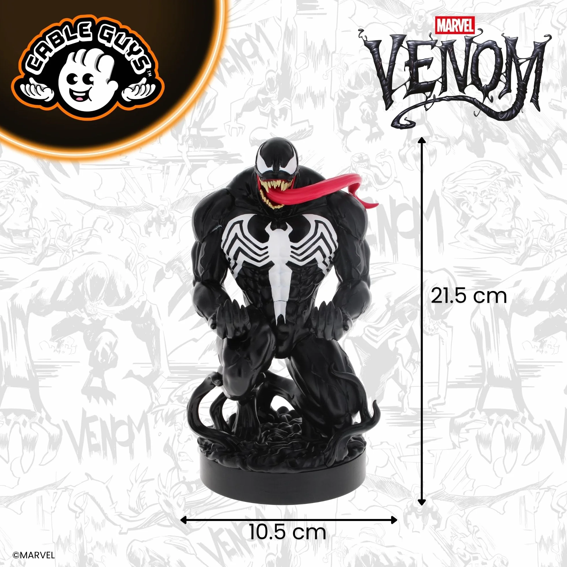 Cableguys Marvel Venom Supporto Controller e Telefono - Porta Cellulare Compatibile con Xbox, PlayStation e la Maggior Parte dei Controller, Accessori Gaming per Scrivania e Postazione Gamer
