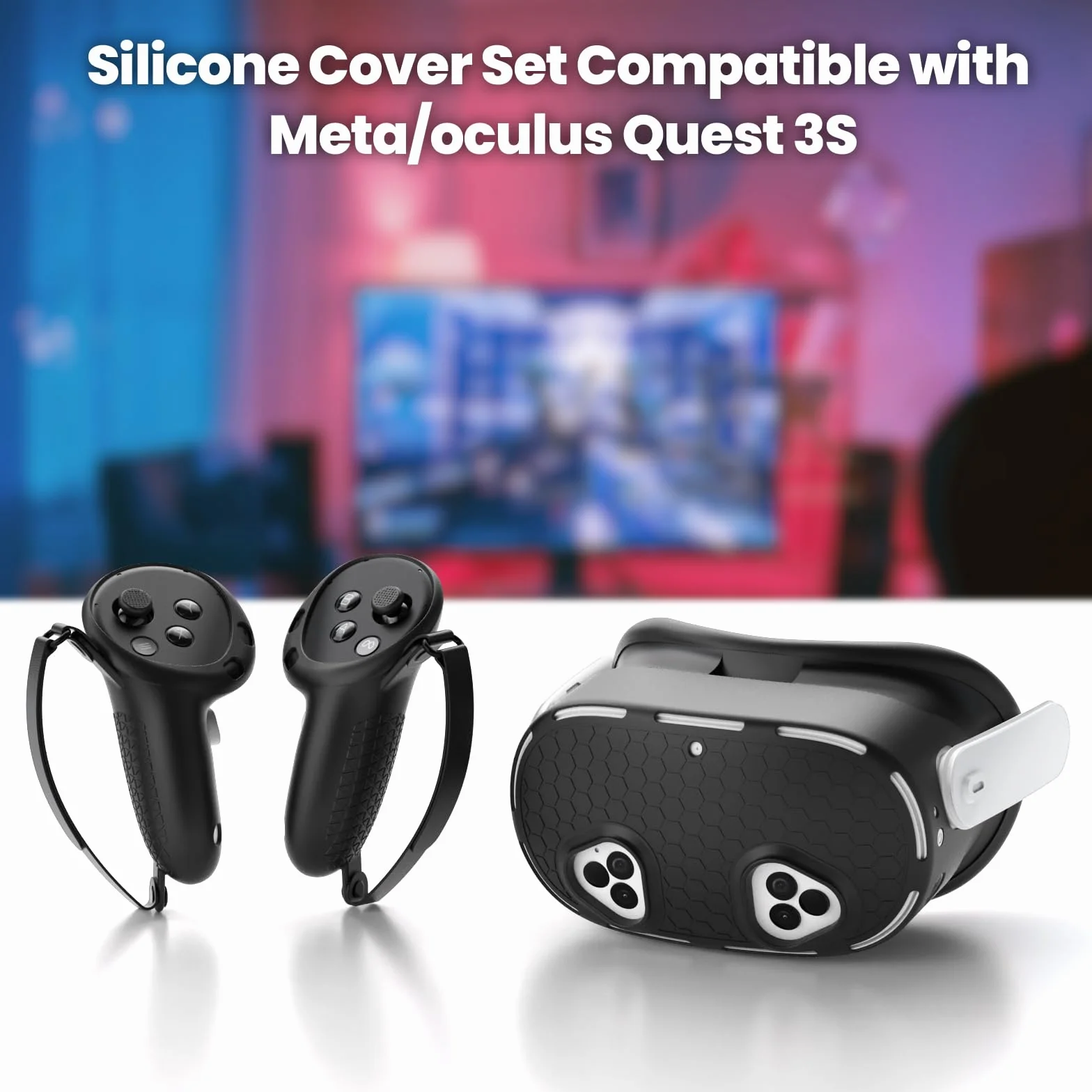 Set di cover in silicone per MetaQuest 3S Include viso, impugnatura con coperchio batteria aperto, custodia VR Accessori VR: manicotti protettivi in silicone
