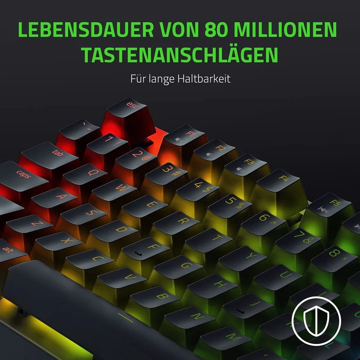 Razer BlackWidow V3 Pro (switch verdi) - Tastiera da gioco senza fili con interruttori meccanici (tattile e click, tappi per tasti ABS, illuminazione RGB Chroma) QWERTZ, layout tedesco, colore nero