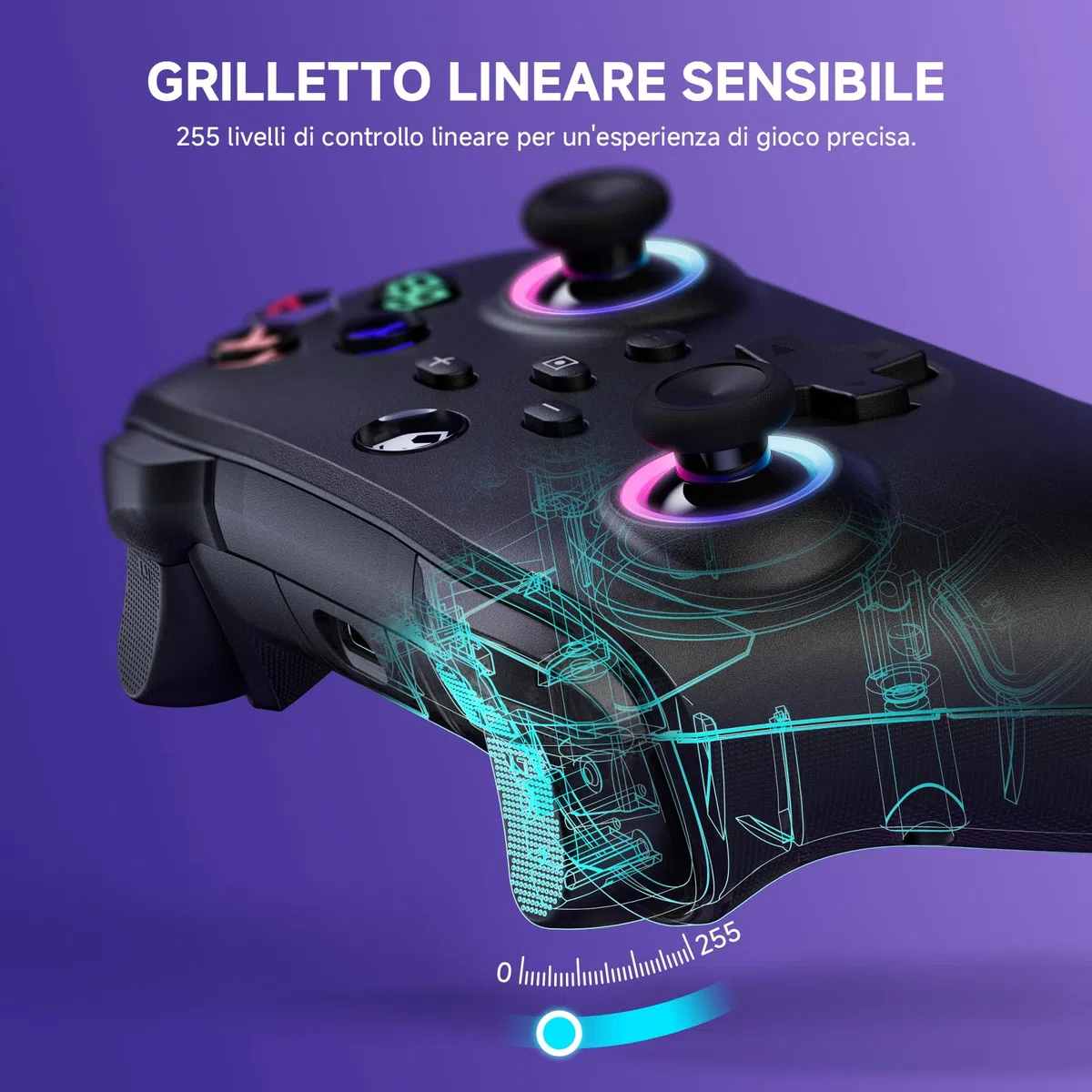 ECHTPower Controller per Switch/Switch 2 2025, con Hall Grilletti Lineari, 1000mAh Batteria, Rimappatura dei Tasti ABXY, Giroscopico, Turbo, Vibrazione, Controller Wireless PRO per NS/PC/Android/iOS