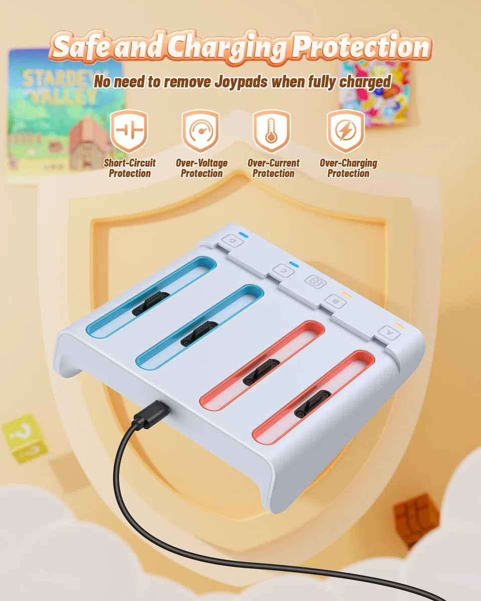 RGB Caricatore per Switch 2/Switch 1, FASTSNAIL Dock di ricarica compatibile con Switch 2 per Joycon 2, Controller accessorio per Switch 2/Switch 1