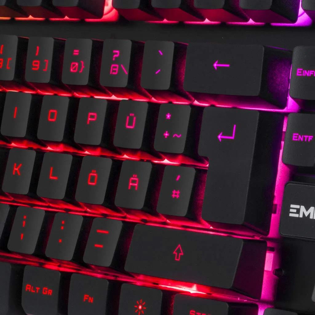 EMPIRE GAMING PC-Tastatur Empire K300 QWERTZ – 105 halbmechanische Tasten, davon 19 Anti-Ghosting-Tasten, 12 Multimedia-Shortcuts, LED-RGB-Rückbeleuchtung