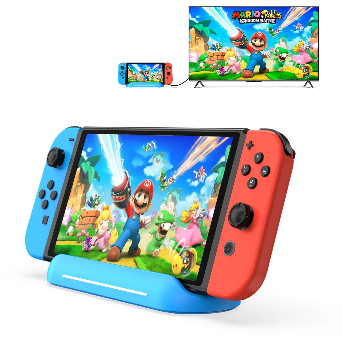 RREAKA 5 in 1 Switch Dock for Nintendo Switch OLED TV Adapter Switch Docking Station with HDMI USB 3.0 Port Type C Charging Type C Connectors Travel Switch Base Portable Stand