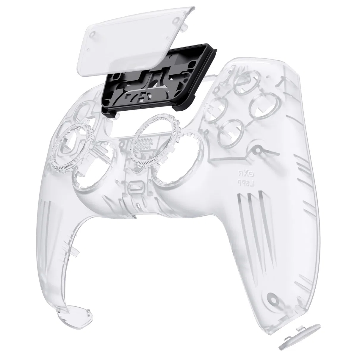 eXtremeRate Luna Cover Frontale Touchpad Ricambio per ps5 Controller,Copertura Custodia Scocca Shell Ridisegnato Anelli Compatibile con ps5 Joystick BDM 010 020 030 040 050 060, Trasparente