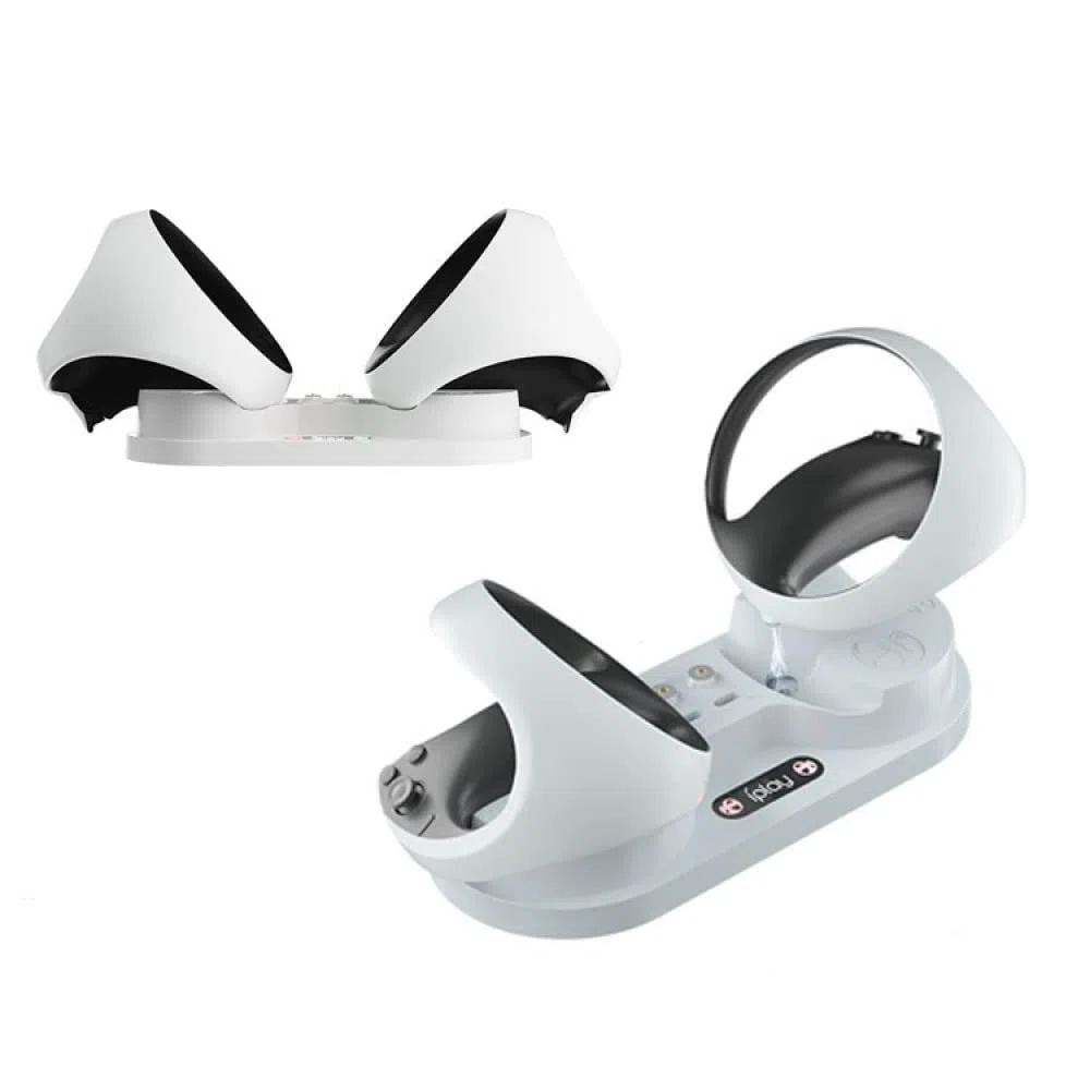 Per PS5 PSVR2 Maniglia Dock di Ricarica, Gamepad Portatile Doppia Stazione di Ricarica Dock con Luce LED, Stand di Stoccaggio per il Controller VR