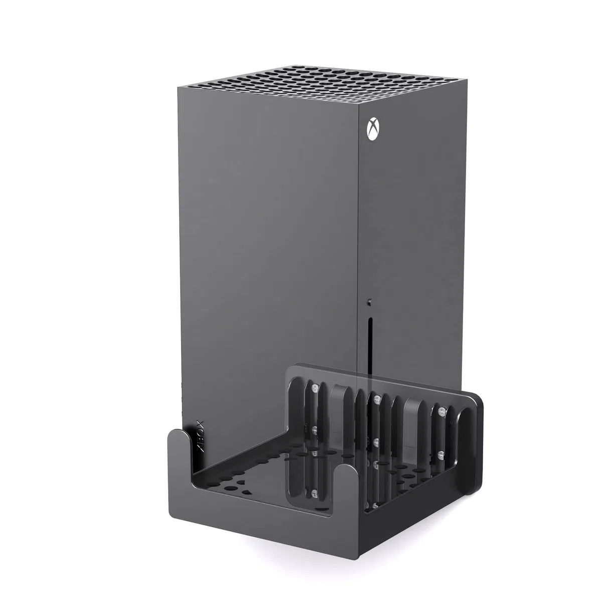 PlusAcc Supporto a parete per Xbox Series X - Staffe per dissipazione rapida del calore, risparmia spazio sulla scrivania e mantieni organizzata la tua area di gioco (dispositivo non incluso).